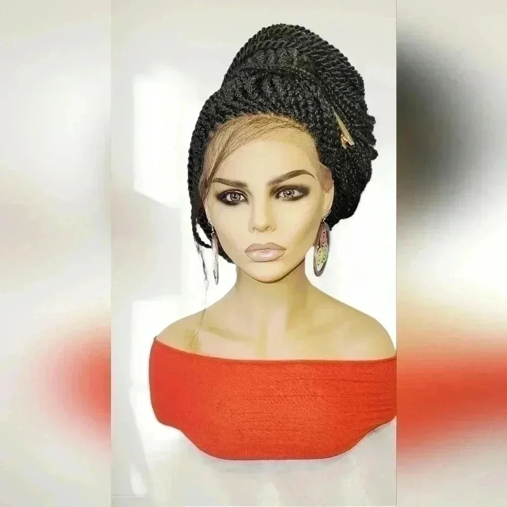 Braided lace wigs,  100% handmade NWOT,  long braids,  updo  half ponytail # 1
